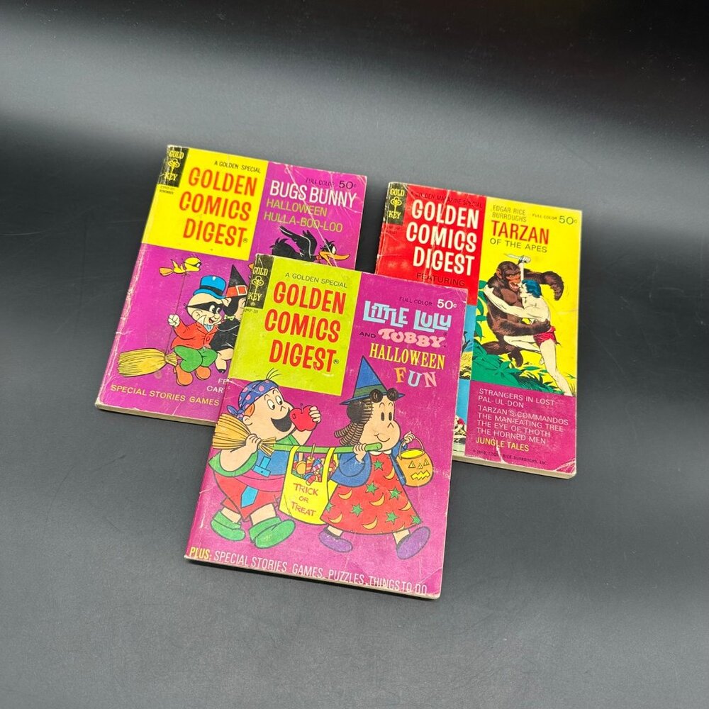Vintage Golden Comics Digest Books Halloween Bugs Bunny Little Lulu Tarzan